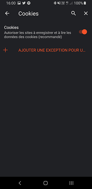 Brave mobile - gestion des cookies