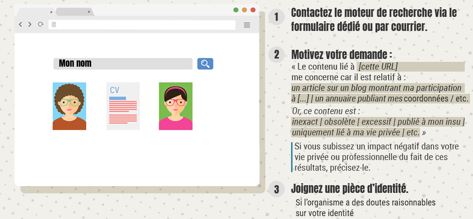 Déréférencer un contenu me concernant dans les moteurs de recherche - Procédure